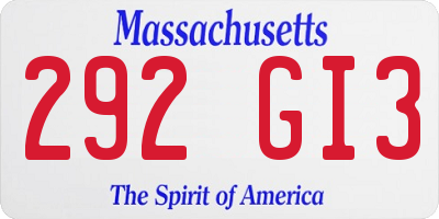 MA license plate 292GI3