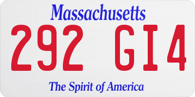 MA license plate 292GI4