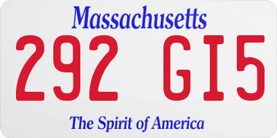 MA license plate 292GI5