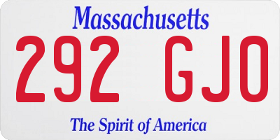 MA license plate 292GJ0