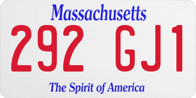 MA license plate 292GJ1
