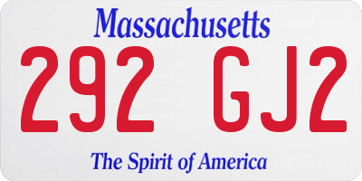 MA license plate 292GJ2