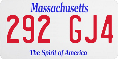MA license plate 292GJ4