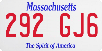 MA license plate 292GJ6