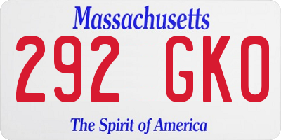 MA license plate 292GK0