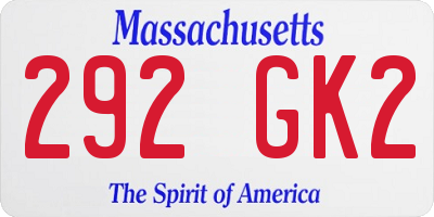 MA license plate 292GK2