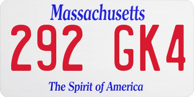 MA license plate 292GK4