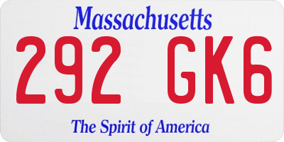 MA license plate 292GK6