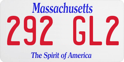 MA license plate 292GL2