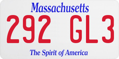 MA license plate 292GL3