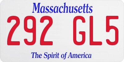 MA license plate 292GL5