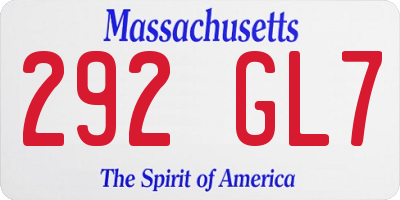 MA license plate 292GL7