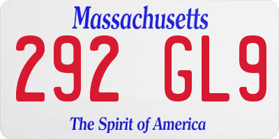 MA license plate 292GL9
