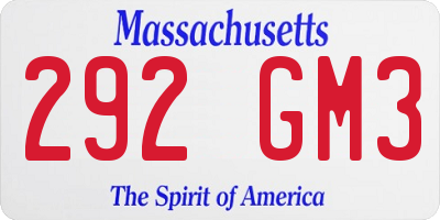 MA license plate 292GM3