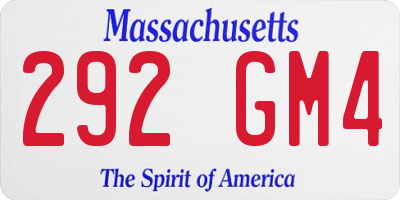 MA license plate 292GM4