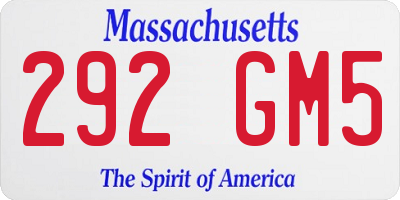 MA license plate 292GM5