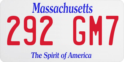 MA license plate 292GM7