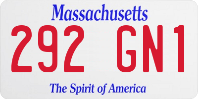 MA license plate 292GN1