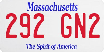 MA license plate 292GN2