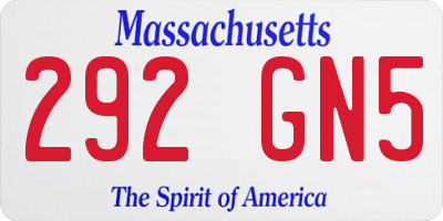 MA license plate 292GN5
