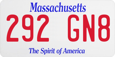 MA license plate 292GN8