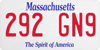 MA license plate 292GN9
