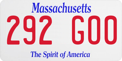 MA license plate 292GO0
