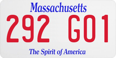 MA license plate 292GO1