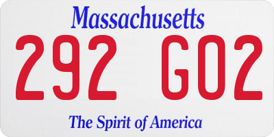 MA license plate 292GO2