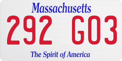 MA license plate 292GO3