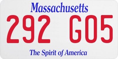 MA license plate 292GO5