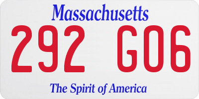 MA license plate 292GO6