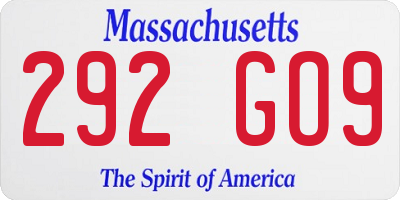 MA license plate 292GO9