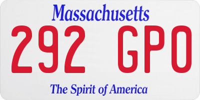MA license plate 292GP0