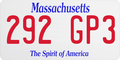 MA license plate 292GP3