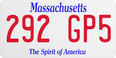 MA license plate 292GP5