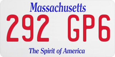 MA license plate 292GP6