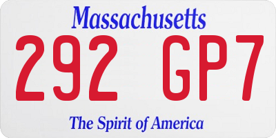 MA license plate 292GP7