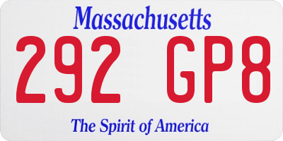 MA license plate 292GP8