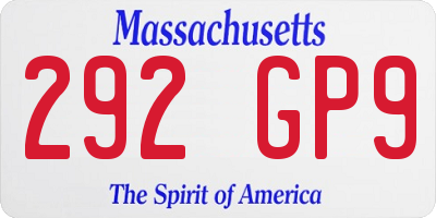 MA license plate 292GP9
