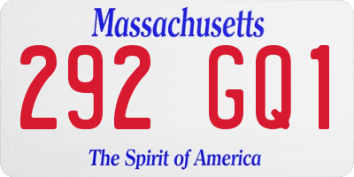 MA license plate 292GQ1