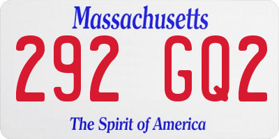 MA license plate 292GQ2