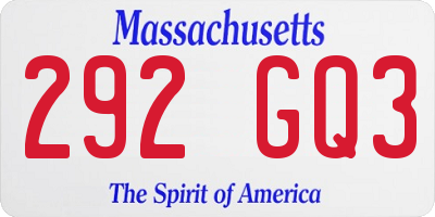 MA license plate 292GQ3
