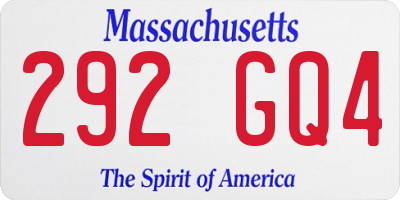 MA license plate 292GQ4