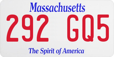 MA license plate 292GQ5