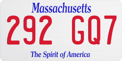 MA license plate 292GQ7