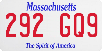 MA license plate 292GQ9