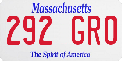 MA license plate 292GR0