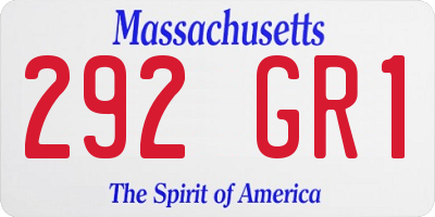 MA license plate 292GR1