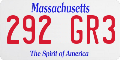 MA license plate 292GR3